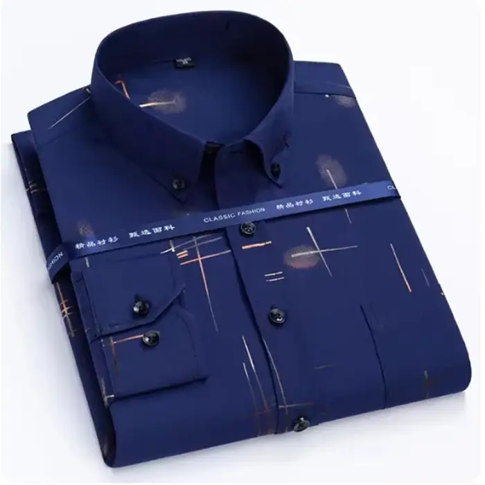 Chemise à manches longues déformable pour hommes, vêtements décontractés d'affaires, mince, coupe co
