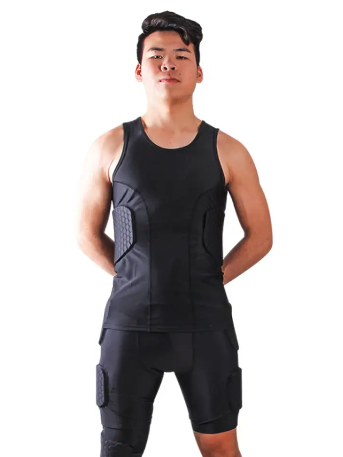 T-shirt et short de sport en accent d'abeille, équipement de protection anti-collision trempé, footb