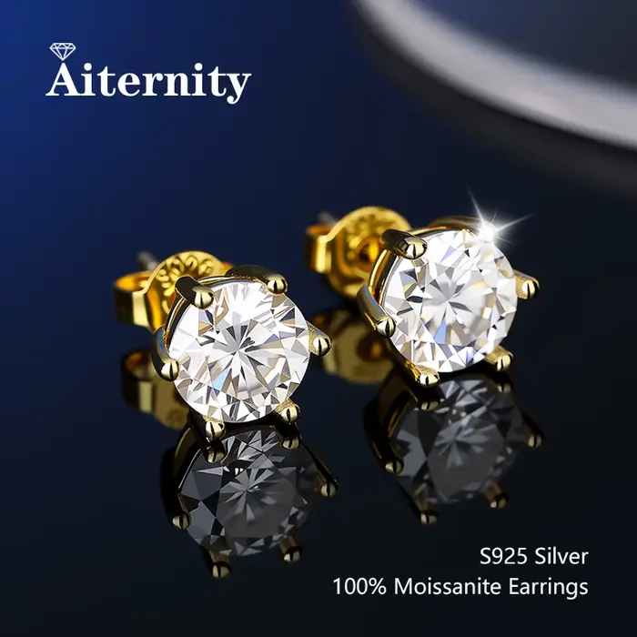 Boucles d'oreilles Moissanite en argent Sterling 100% véritable, avec 2 certificats D VVS1, stylo de