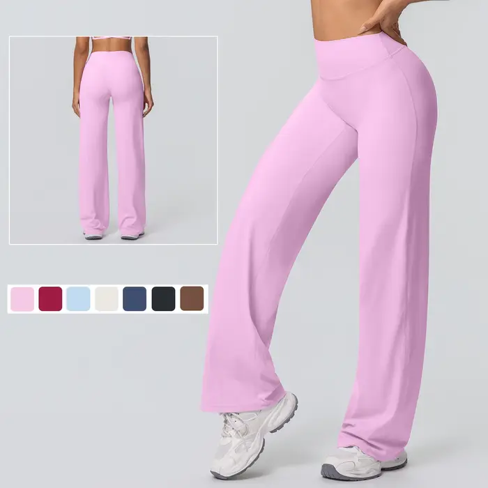 Pantalon de Yoga ample à jambes larges, couleur unie, respirant, séchage rapide, pour course en plei