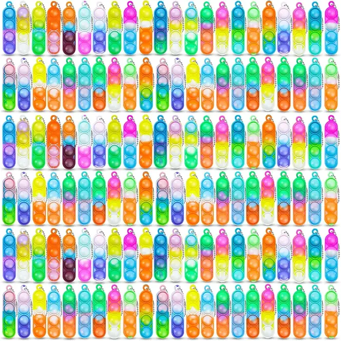 30 pièces Mini Pop porte-clés Fidget jouets Push Pop en vrac porte-clés faveurs de fête pour enfants