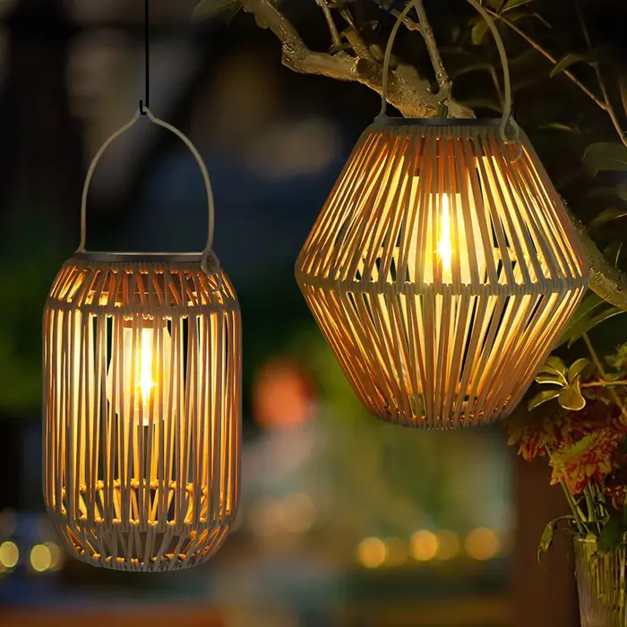 Lanterne solaire d'extérieur étanche, lanterne tissée suspendue, style Boho, décoration pour jardin 