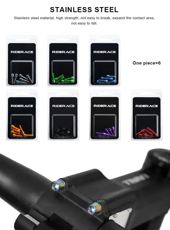 En Acier Inoxydable Coloré Pour VTT Route Vélo Tige Riser Vis De Guidon Vis M5 18MM 6 PCS/SET Titane