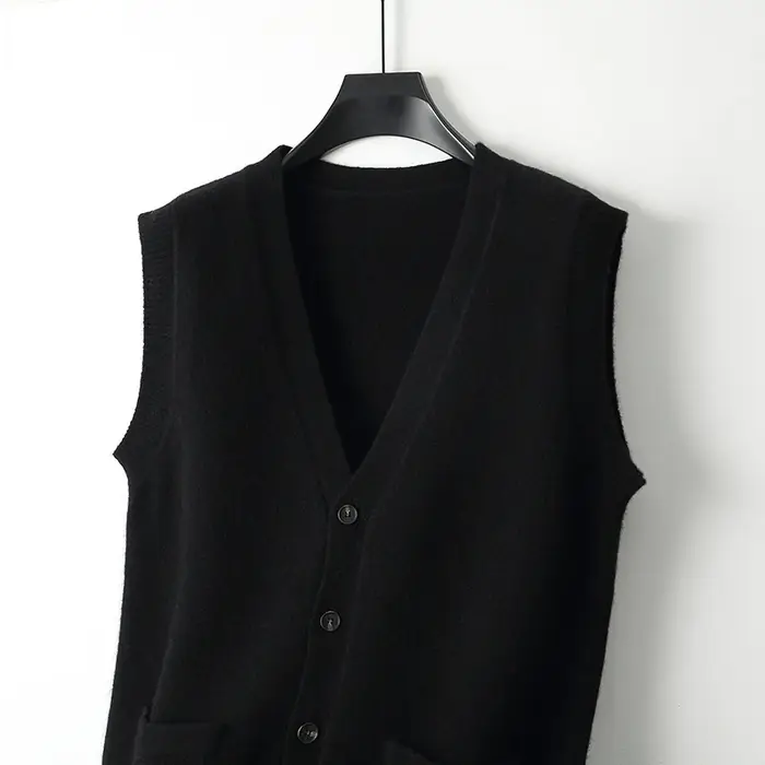 Gilet sans manches tricoté en laine mérinos pour hommes, épaule épaisse, décontracté, Business, chau