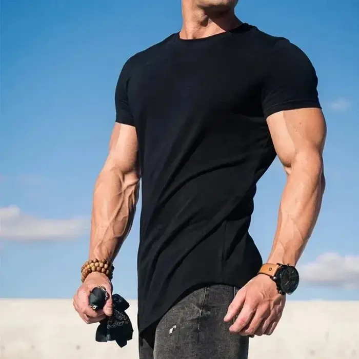 T-shirt de Fitness musculaire été hommes athloisir entraînement à manches courtes T-shirt de haute q