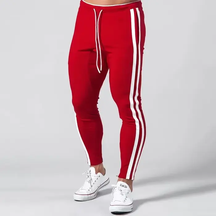 Pantalon de survêtement rayé slim pour homme avec cordon de serrage, taille élastique, fermeture écl