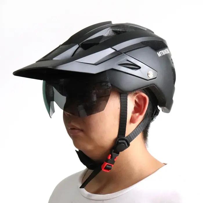 Casque de vélo homme avec lunettes de soleil intégrées visière anti-éblouissement protection contre les éclaboussures pour route et VTT