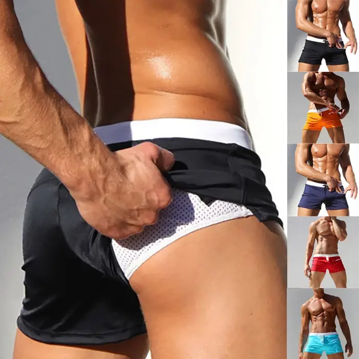 Maillot de bain pour hommes avec poche zippée, short de bain d'été avec doublure, séchage rapide, re