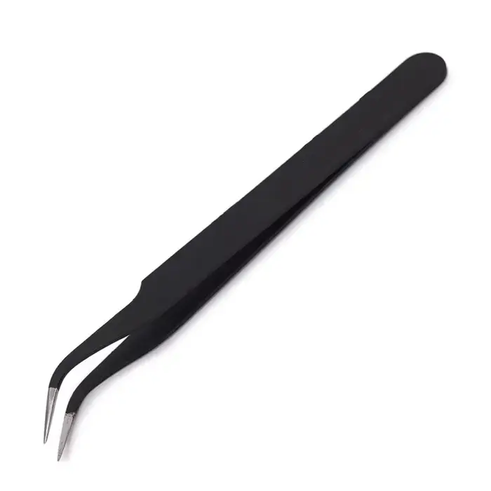 Pincettes antistatiques, pincettes noires de précision pour Nail Art et Extensions de cils, outils d