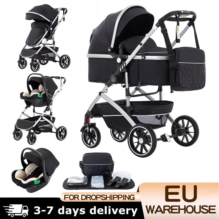 3 en 1 bébé poussette système de voyage poussette landau pour bébé avec siège auto haute paysage mul