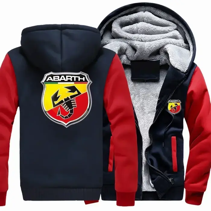 Nouveau hiver hommes Abarth Logo veste à capuche mode haute qualité décontracté doublure en laine po