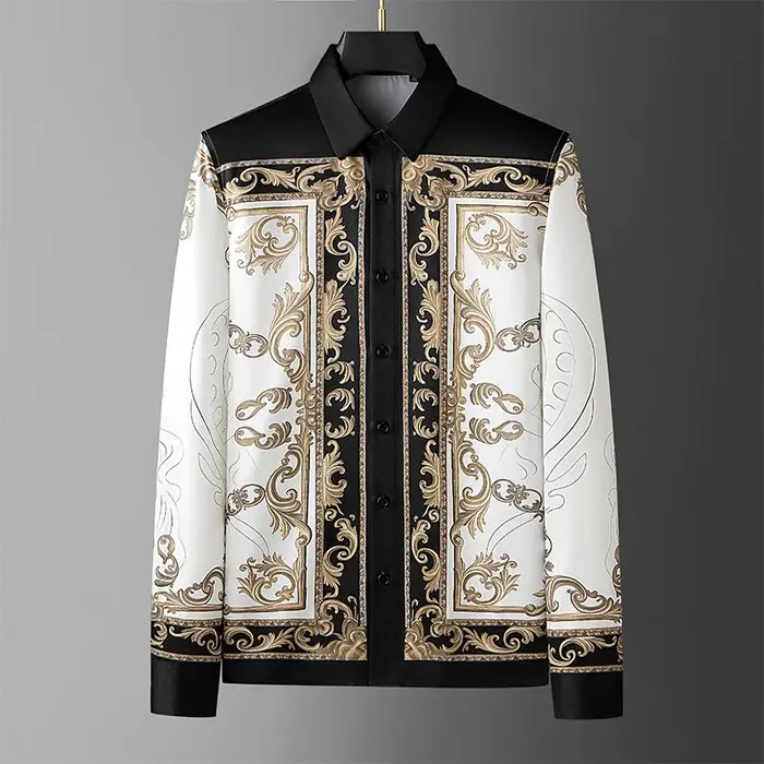 Chemise de Style palais de marque pour hommes, coupe cintrée, chemises sociales décontractées, haute
