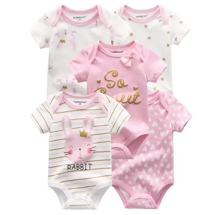 Kiddiezoom – body à manches courtes pour bébé garçon et fille, 5 pièces/lot, à la mode, avec dessin 