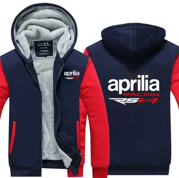 Nouveau hiver imprimé APRILIA logo de voiture épaissi manteau décontracté hommes fermeture éclair ho