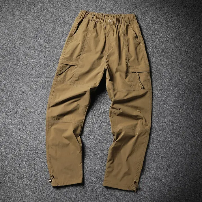 Pantalon cargo multi-poches à jambes larges pour hommes, 1 pièce, taille élastique avec cordon de se