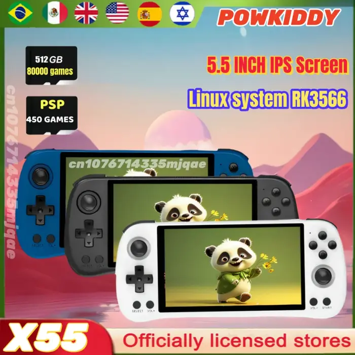 POWKIDDY-Consoles de jeux vidéo portables, système Linux, TV, HDMI, lecteur rétro, 5.5G, 512 jeux, P