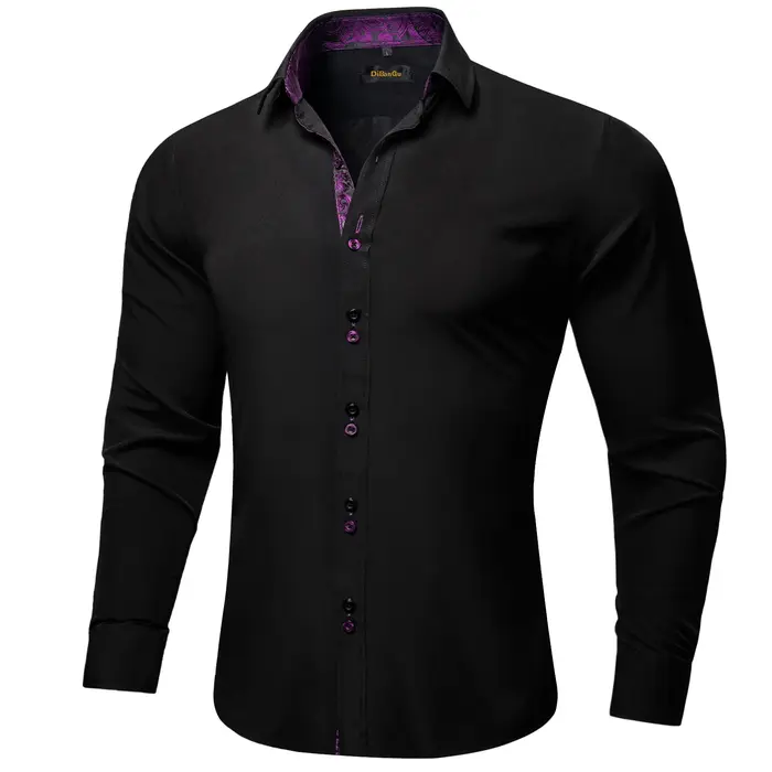 Chemise décontractée à manches longues pour hommes avec motif d'abonnés Paisley intérieur, chemise h