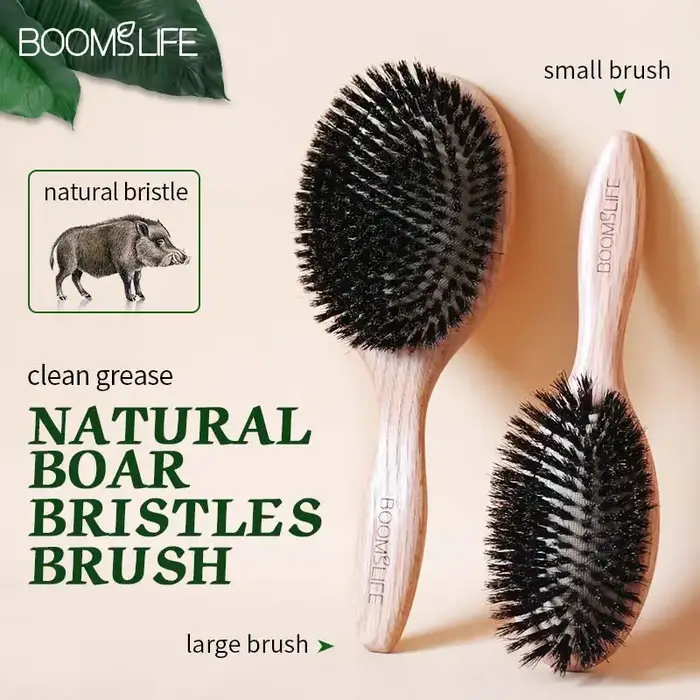 BOOMSLIFE brosse à cheveux en poils de sanglier femmes peignes pour cheveux brosse à cheveux en bois