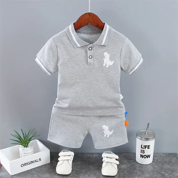 Été bébé garçon vêtements décontractés dessin animé dinosaure T-Shirt pantalon court 2 pièces/ensemb