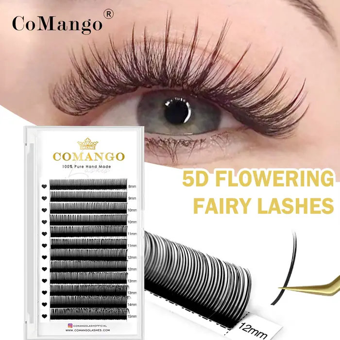 CoMango 5D Flora cils 0.07mm facile ventilateur Extensions de cils en gros Volume préfabriqué 12 ran