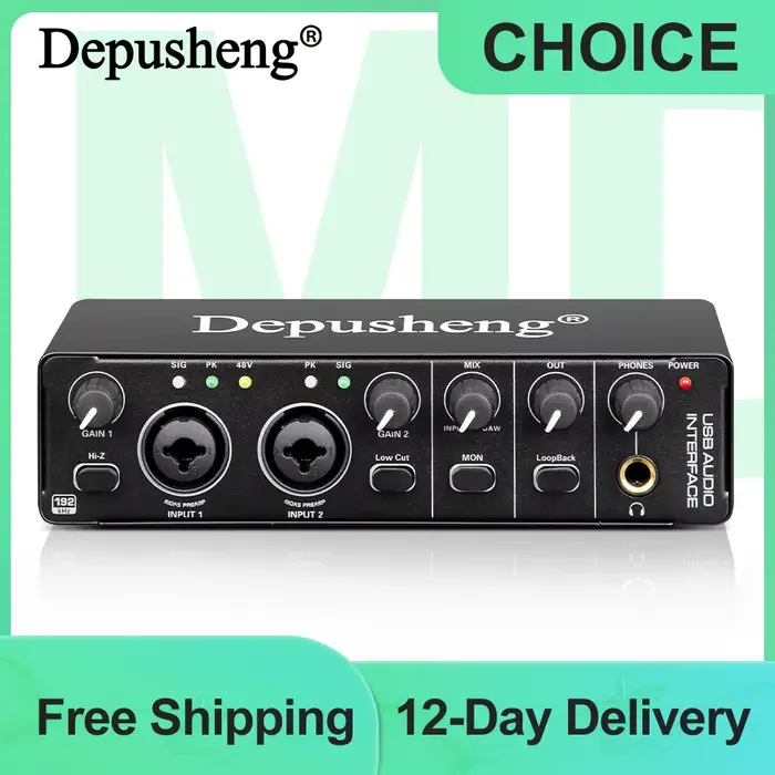 Interface Audio Depusheng MD22 carte son professionnelle avec surveillance guitare électrique enregi