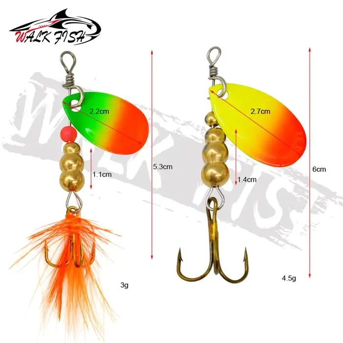 WALK FISH – leurre métallique rotatif avec triple hameçon, appât artificiel idéal pour la pêche au b