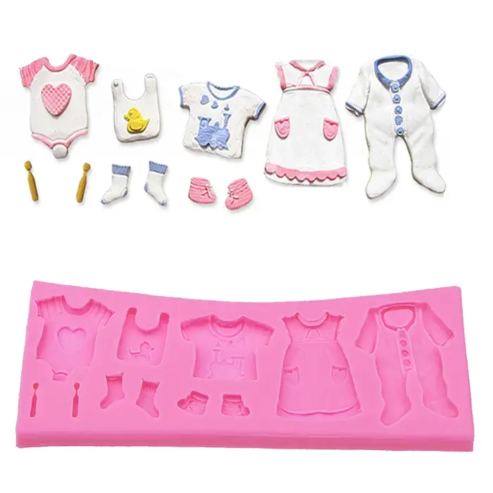 Pop 3D bébé vêtements douche bricolage Silicone moule Fondant cuisine gâteau décoration moule pour c