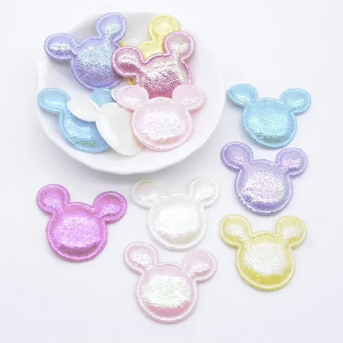 Tête de souris brillante, 50 pièces, 35x30mm, pour vêtements, chapeau, fournitures de couture, patch