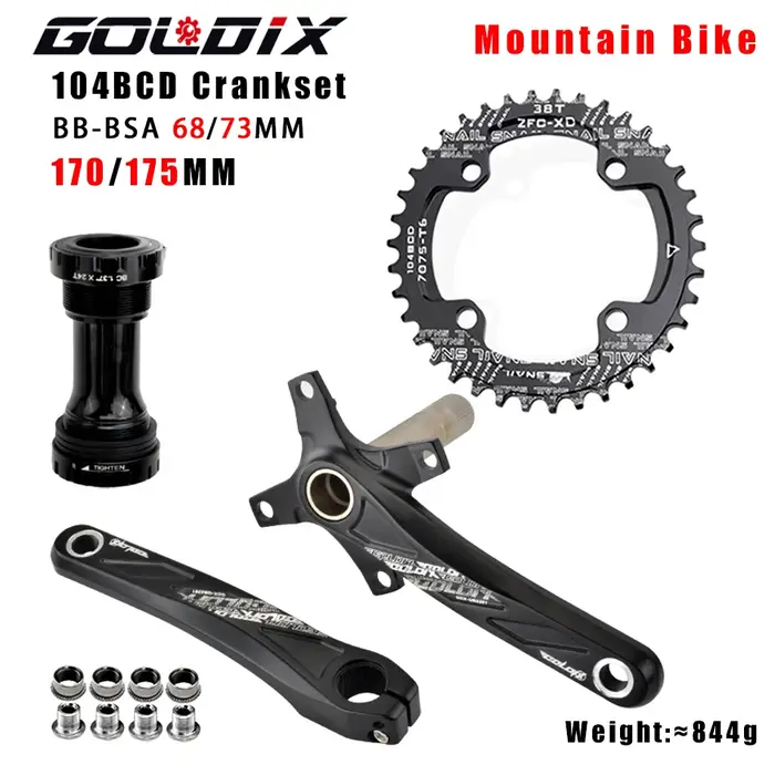GOLDIX – plateau de manivelle de vélo 104BCD, en alliage d'aluminium avec fond de 170mm, plaque noir