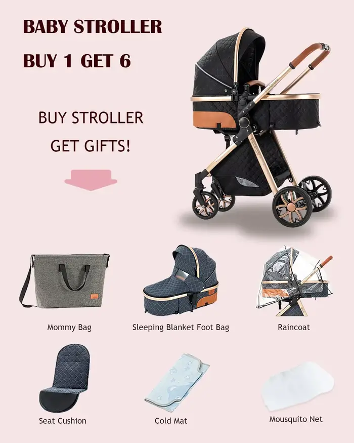 Poussette bébé 3 en 1 haute paysage avec siège auto landau bébé poussette bébé convertible cadre Dur