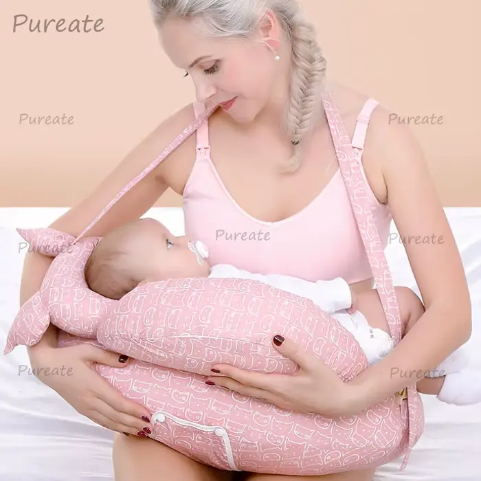 Oreiller d'allaitement multifonction licou avec bandoulière, oreiller pour bébé, dessin animé pour n