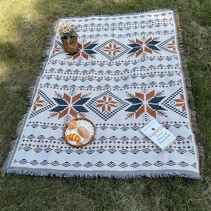 Tapis de pique-nique d'extérieur bohème anti-humidité pour camping et détente en plein air sur pelouse plage ou jardin