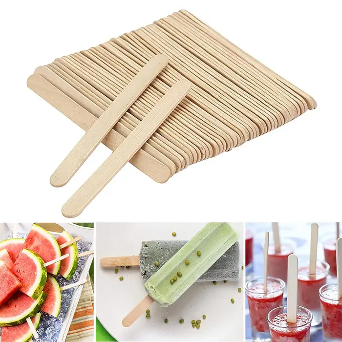 50 pièces bâtons de glace Popsicle moule accessoires bâtons en bois naturel cuillère à crème glacée 