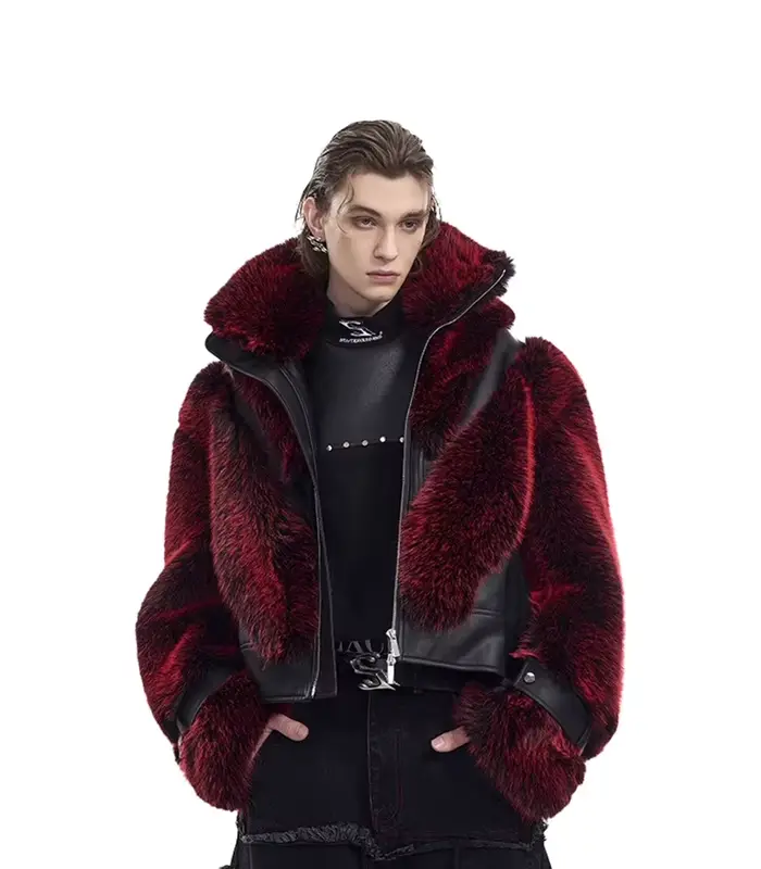 Mauroicardi automne hiver Cool beau épais chaud Patchwork fausse fourrure manteau hommes de luxe vêt