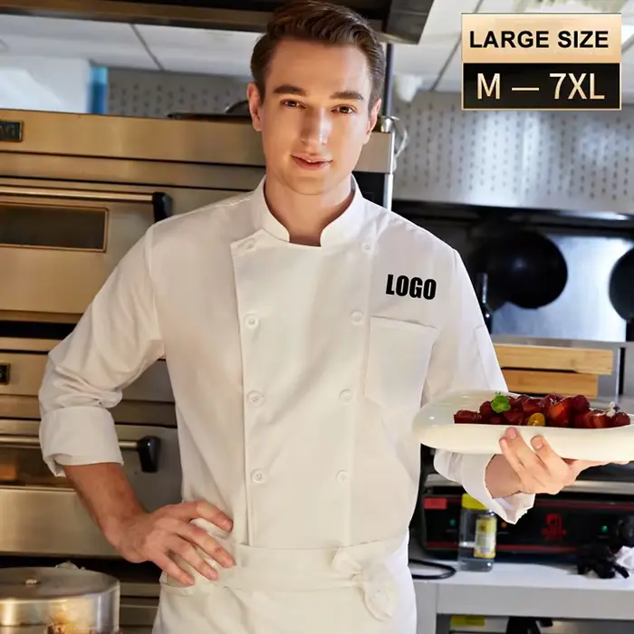 Uniformes de chef de cuisine professionnels veste à manches longues personnalisée manteau de cuisinier pour hommes et femmes impression gratuite olympiques de pâtisserie avec logo