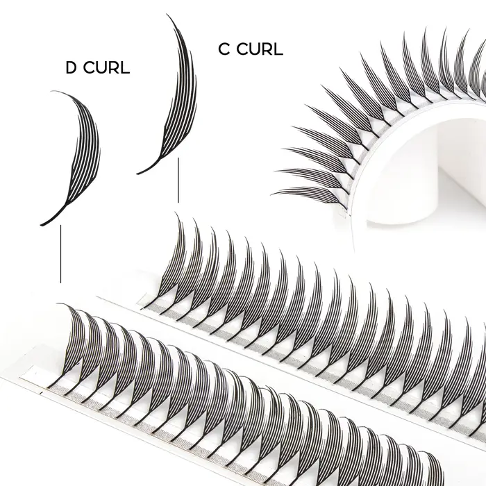 Befer Beauty-Extensions de Cils à Boucles C/D, 240 Grappes, Style Manga, Plume, Flora, Cat Eye, 8-15