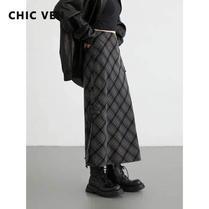 CHIC VEN – jupe longue décontractée pour femmes, nouveau Style doux et Cool, taille haute, fente à c