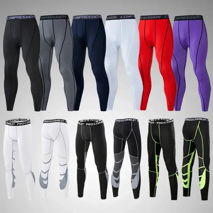 Pantalon de compression lycra homme pour cyclisme course basket football fitness soutien musculaire récupération endurance sportif entrainement