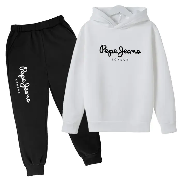 Sweat à capuche + pantalon pour loisirs, 2 pièces, lettres imprimées, survêtements pour garçons et f