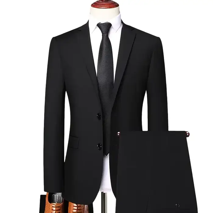 S-8XL (Blazer + pantalon) mode homme affaires décontracté extérieur Gentleman tendance simple bouton