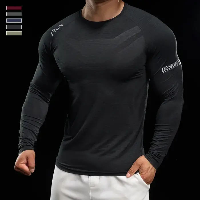 Chemise de compression à manches longues pour hommes, t-shirt de course, survêtement de jogging, che
