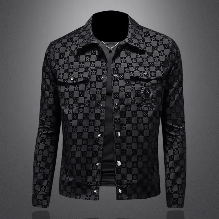 Veste à revers à fleurs foncées pour hommes, grande taille, coupe cintrée, décontractée, tendance, b