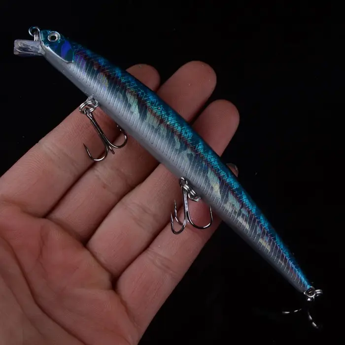 Leurre méné flottant avec yeux 3D, appât artificiel puissant pour la pêche en mer, 13cm, 15g, 1 pièc