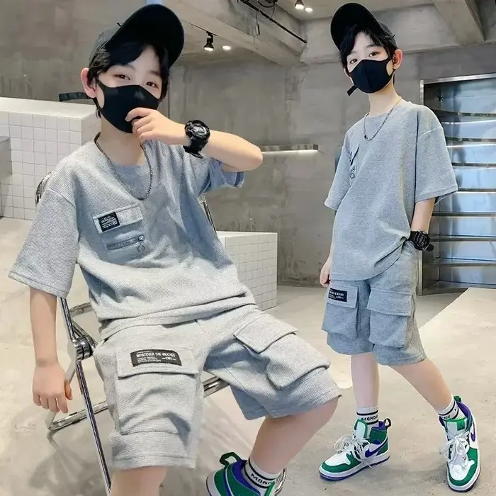 Ensemble de vêtements de sport d'été pour garçons, vêtements d'été pour grands enfants, trempés, man