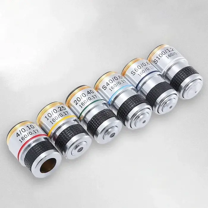 185 4X 10X 40X 100X Microscope biologique lentille d'objectif achromatique adaptateurs d'objectif de
