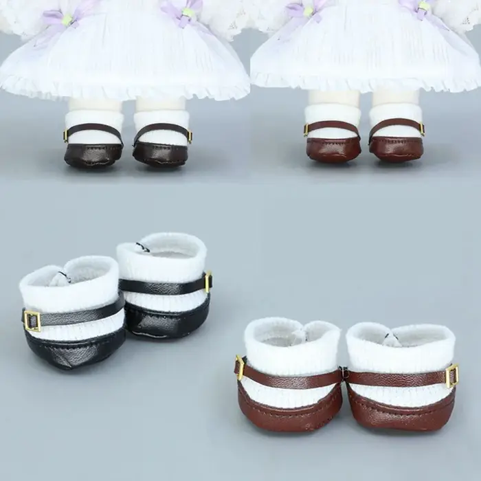 Chaussures de poupée Kpop de 20cm, bottes de princesse, chaussettes en cuir PU à la mode pour 1/12, 