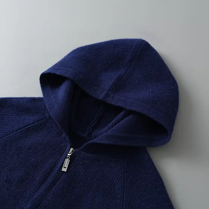 Cardigan à capuche classique pour hommes, tricoté avec aiguille Yuanbao, pull en laine australienne 