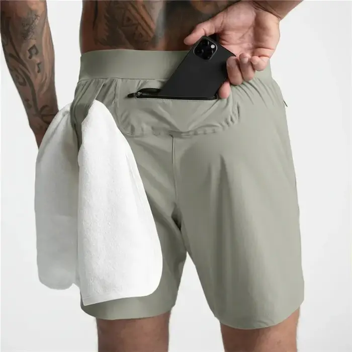 Short jogging homme séchage rapide avec poche zippée - Pantalon court gym fitness course été 2025