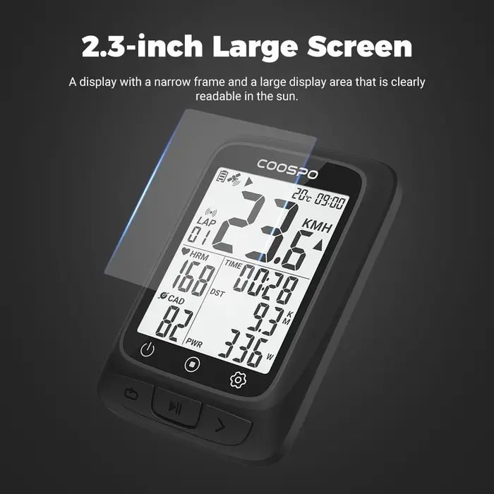 GPS CooSpo BC107 IPX67 étanche pour vélo - Ordinateur vélo Strava Ant+ Bluetooth 5.0 - Compteur vitesse VTT léger 2.3 pouces