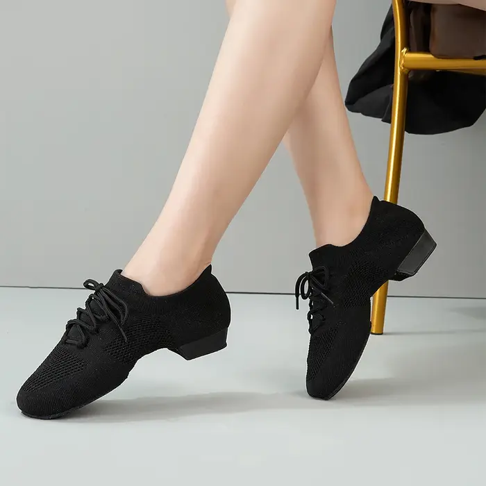 Chaussures de danse pour femmes Jazz Salsa chaussures de danse de salon maille décontracté plat Spro